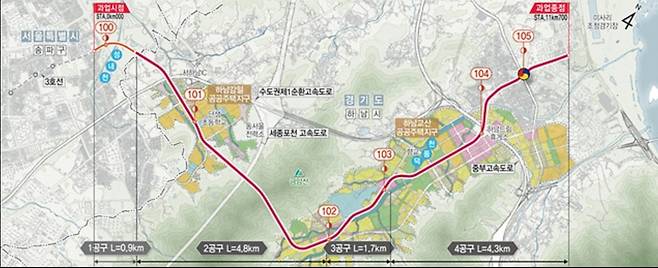송파하남선 광역철도 위치도 [하남시 제공]