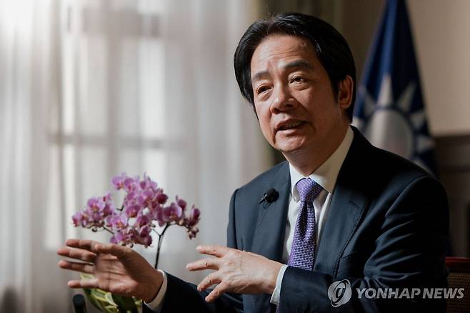 인터뷰하는 라이칭더 대만 총통 [AFP 연합뉴스 자료사진. 재판매 및 DB금지]