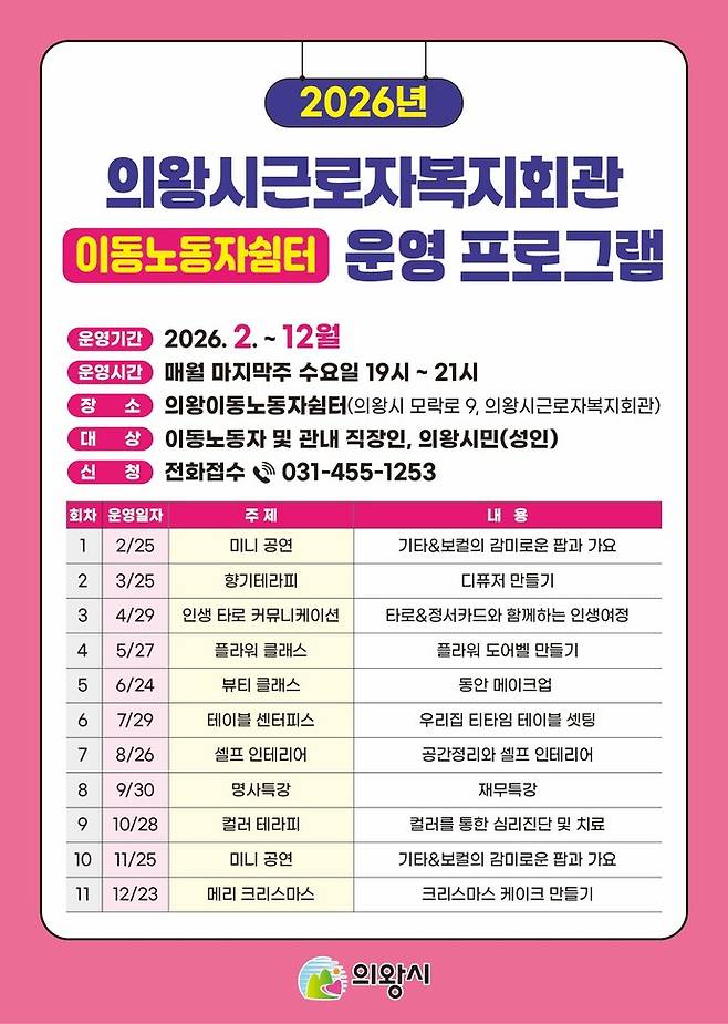 이동노동자쉼터 프로그램 포스터. 사진제공 의왕시