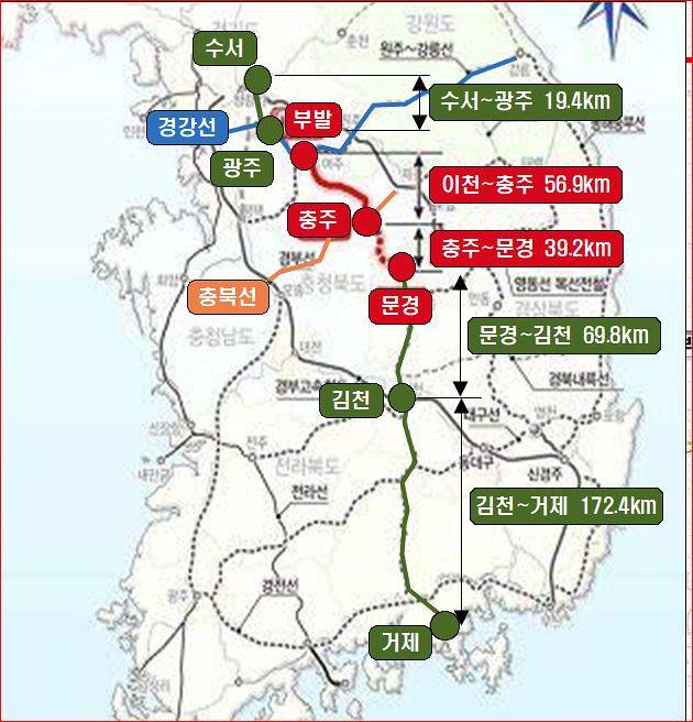 수서~거제 종단철도 연결 노선도. 자료 국토교통부 .