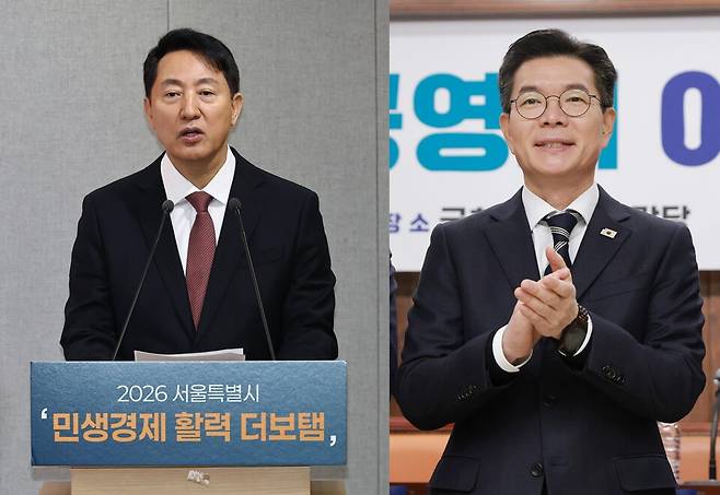 오세훈 서울시장(왼쪽)과 정원오 성동구청장(오른쪽) ⓒ 연합뉴스