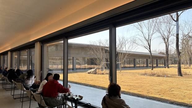 담양 대형 카페 들꽃숲에서 손님들이 커피를 마시고 있다.