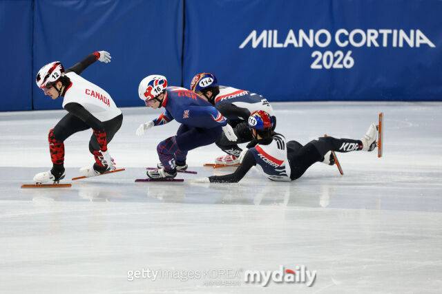 임종언이 마지막 코너를 돌던 중 미끄러졌다./게티이미지코리아