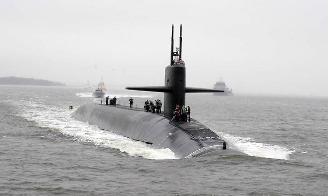 미 해군 오하이오급 전략핵추진잠수함이 항해하고 있다. 세계일보 자료사진