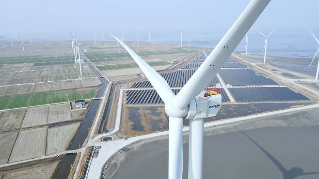 두산에너빌리티 8㎿ 풍력발전기. [두산에너빌리티 제공]