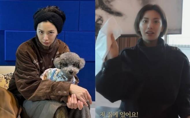 나나가 여행지 숙소에서 캐리어에 싸온 물건들을 소개하며 1회용 베개 커버를 챙겨왔다고 밝혔다. 사진=나나 SNS, 유튜브