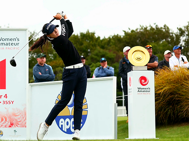 양윤서 3라운드 첫 티샷. 사진=제8회 아시아태평양골프연맹 여자아마추어선수권대회 조직위원회 제공