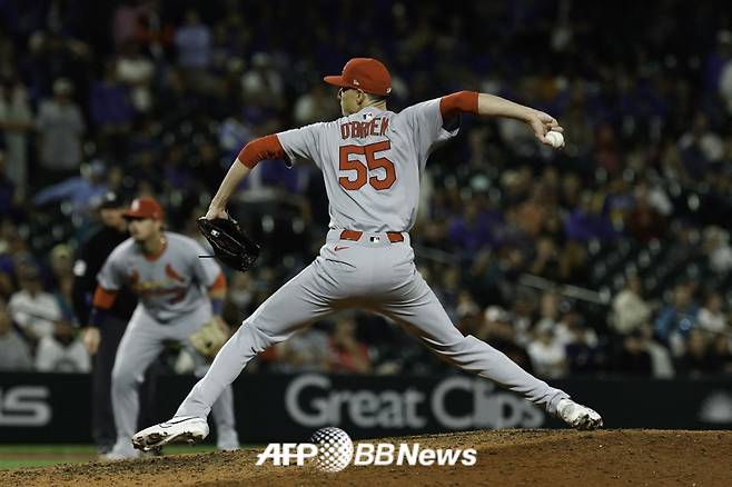 2025년 세인트루이스 카디널스 소속으로 역투하는 라일리 오브라이언의 모습. /AFPBBNews=뉴스1