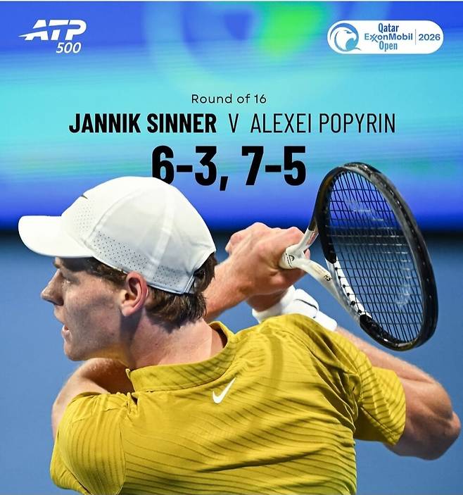 야닉 시너. 출처 ATP 투어