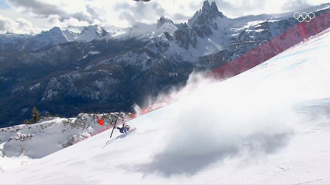 경기 도중 크게 넘어지며 부상을 당한 린지 본의 모습. [게티이미지]