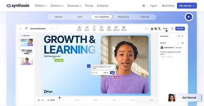 신세시아는 텍스트를 영상으로 바꿔주는 AI 플랫폼이다. 사람과 같은 AI 아바타를 만들 수 있다. 사진=synthesia.io