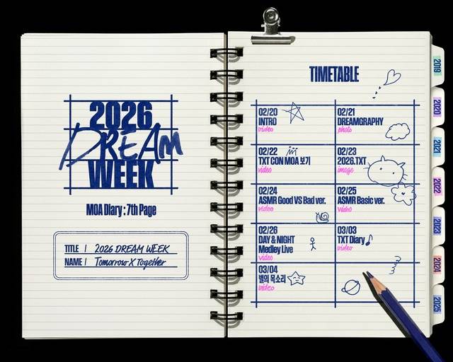 그룹 투모로우바이투게더가 '2026 DREAM WEEK'의 시작을 알리는 타임테이블을 공개했다./빅히트 뮤직