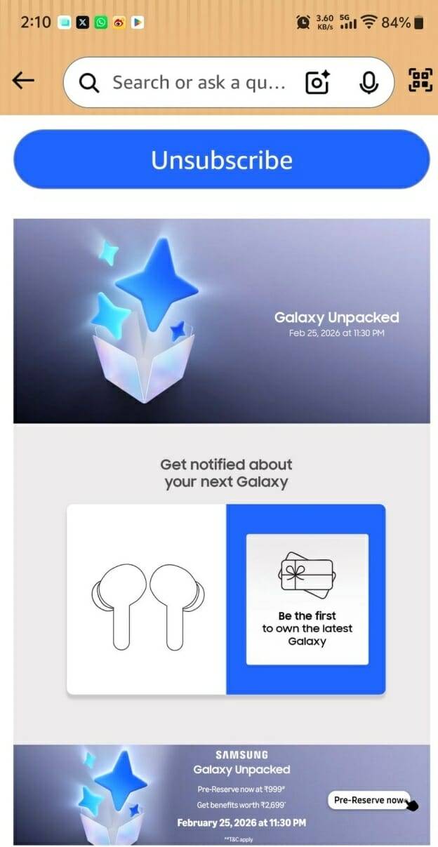 인도 아마존 갤럭시 언팩 페이지에 갤럭시 버즈4로 추정되는 이미지가 등장했다. (사진=엑스 @smasithick)