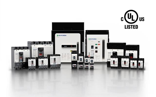 HD현대일렉트릭이 북미의  대표 안전 인증인 UL(Underwriters Laboratories)과 cUL(캐나다 UL)을 동시에 획득한 중저압 차단기 4종인 ▷기중차단기(ACB) ▷배선용차단기(MCCB) ▷진공차단기(VCB) ▷전자개폐기(MC). [HD현대일렉트릭 제공]