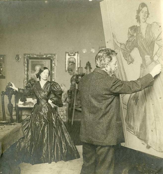 클로틸데를 그리는 호아킨 소로야, 1905, 소로야 박물관 [크리스티안 프란젠]