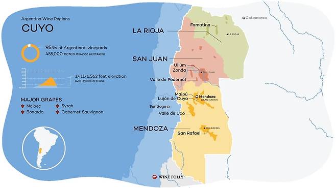 쿠요 주요 산지. 와인폴리