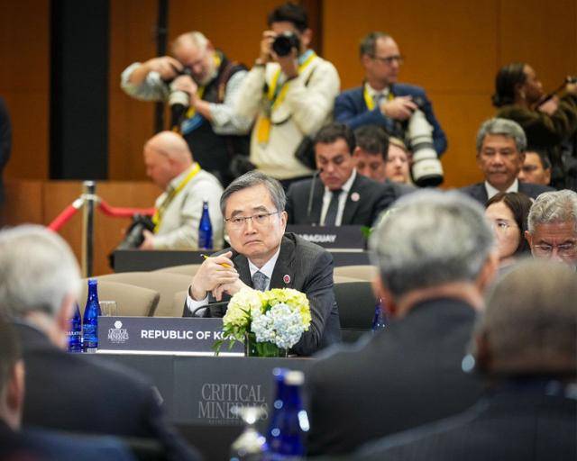 조현 외교부 장관이 4일(현지시간) 미국 워싱턴에서 열린 첫 핵심광물 장관급회의에 참석해 있다. 외교부 제공