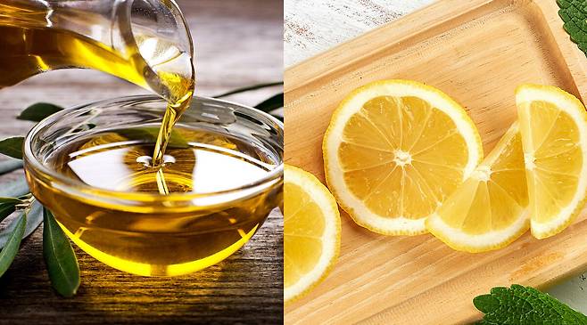 올리브오일에 풍부한 올레산은 담즙 분비를 자극해 밤사이 느려진 소화 과정을 깨우는 역할을 한다. 레몬에 함유된 구연산은 위산 분비를 촉진하고 소화를 촉진해 체내 노폐물 배출을 돕는다. 클립아트코리아 제공
