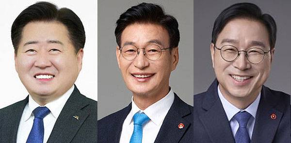 더불어민주당 제주도지사 후보 공천 신청을 하면 3명. 왼쪽부터 오영훈 제주도지사, 문대림 국회의원, 위성곤 국회의원. (현직, 가나다 순)