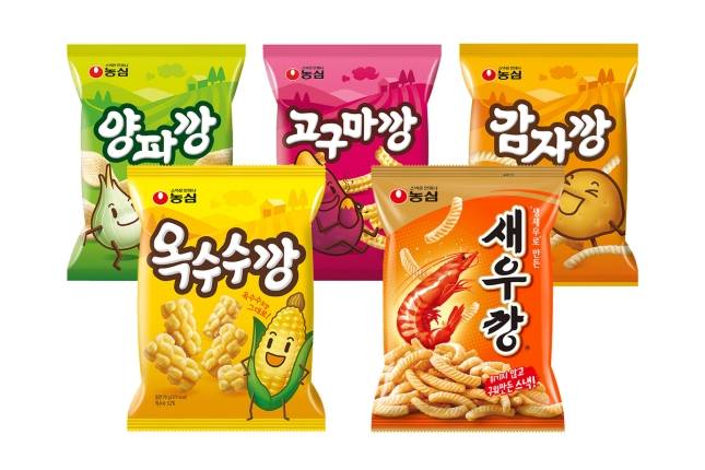 농심 깡 스낵 5종 제품./사진=농심 제공