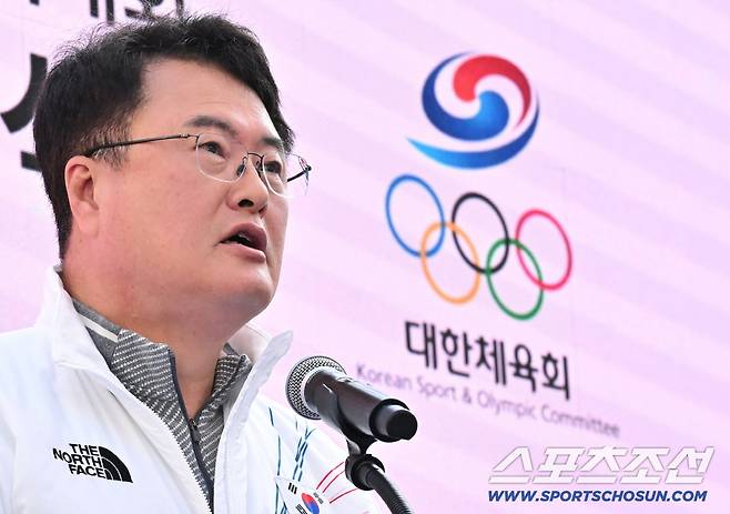 22일(한국시간) 이탈리아 밀라노 코리아하우스에서 대한민국 선수단 해단식이 열렸다. 축사하는 문체부 김대현 제2차관. 밀라노(이탈리아)=송정헌 기자songs@sportschosun.com/2026.02.22/