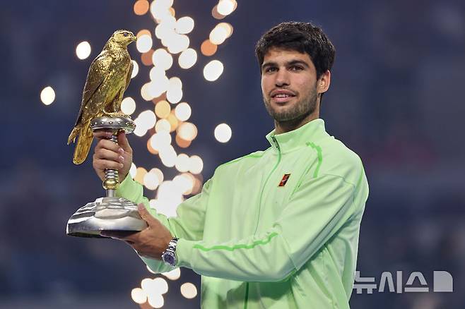 [도하=AP/뉴시스] 스페인 테니스 선수 카를로스 알카라스. 2026.02.21.