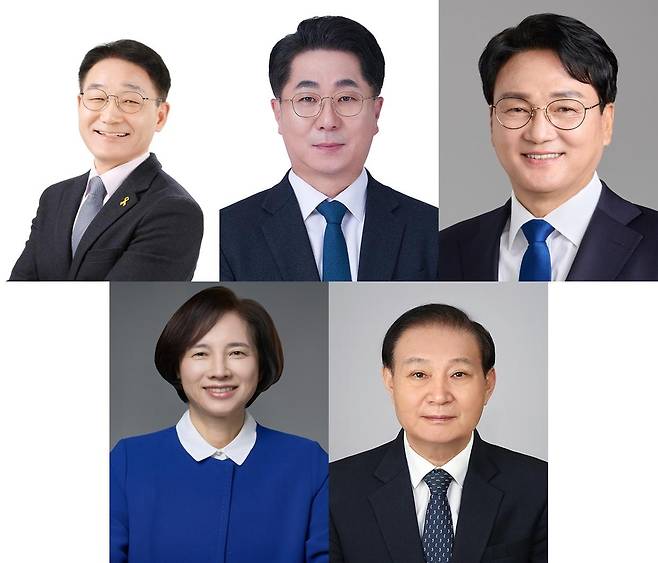 경기교육감 예비후보들. 박효진, 성기선, 안민석, 이해문, 유은혜
[선관위 제공. 재판매 및 DB 금지]