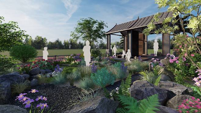 천리포수목원은 오는 5월 영국에서 개최하는 세계 최대의 정원 축제 'RHS 말번 스프링 페스티벌' 쇼가든 부문에 선정돼, 한국정원을 조성한다. 사진은 천리포수목원이 출품하는 '바다가 우리에게 주는 것들' 정원 이미지. 천리포수목원 제공