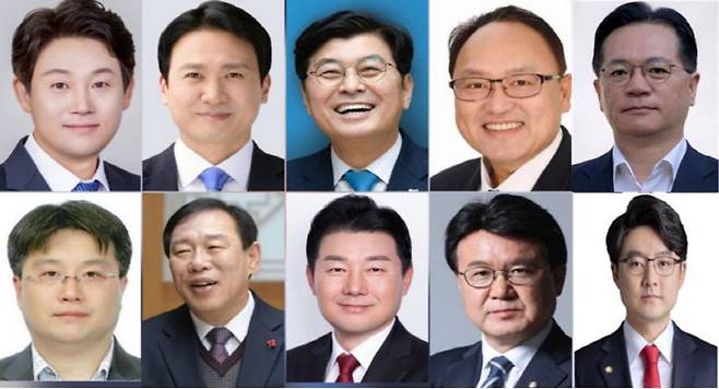 사진 위 왼쪽부터 시계방향으로 민주당 고준일.김수현.이춘희.조상호 예비후보, 국힘 이상래 전 행복청장, 개혁신당 하헌휘 변호사, 조국혁신당 황운하 의원, 국힘 이준배 위원장, 최민호 시장, 민주당 홍순식 예비후보./각 정당 제공