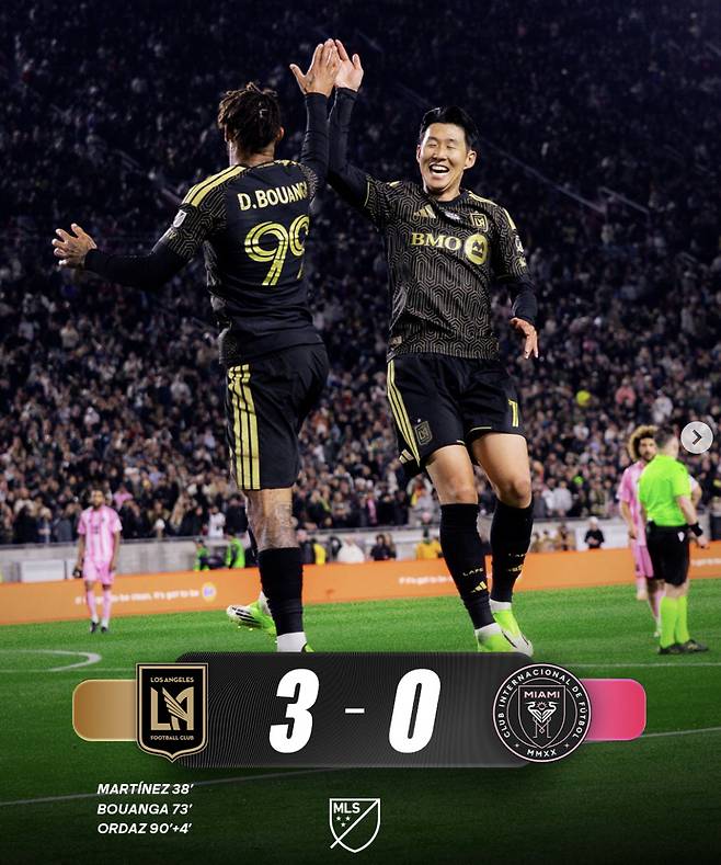 손흥민의 LA FC 메시의 인터 마이애미에 3대0 완승. 사진 출처=MLS