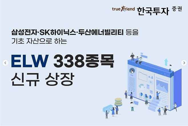 한국투자증권이 신규 상장한 주식워런트증권(ELW) 338종목 개요. 한국투자증권 제공