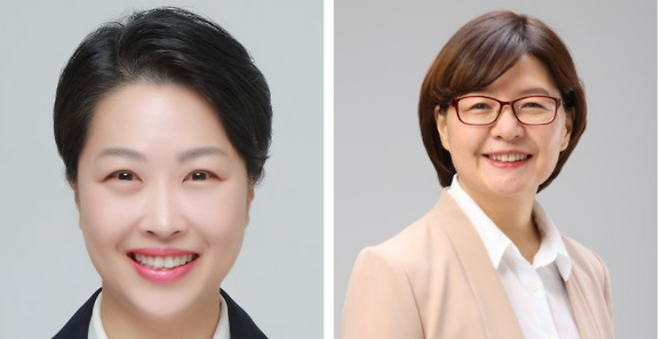 ▲ 성남시의원 사선거구 민주당 임혜정(왼쪽) 예비후보, 사선거구 진보당 신옥희 예비후보. /사진제공=선관위
