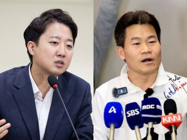 이준석(왼쪽) 개혁신당 대표와 한국사 강사 출신 보수 유튜버 전한길씨. /뉴스1