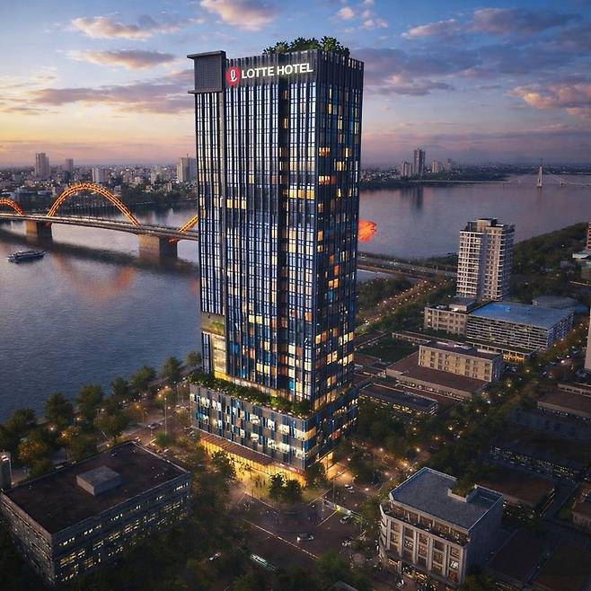롯데호텔 로고가 등장한 다낭 쩐푸 거리 223-225번지 호텔 사업 조감도. 베트남 부동산 투자자 커뮤니티 SNS 제공