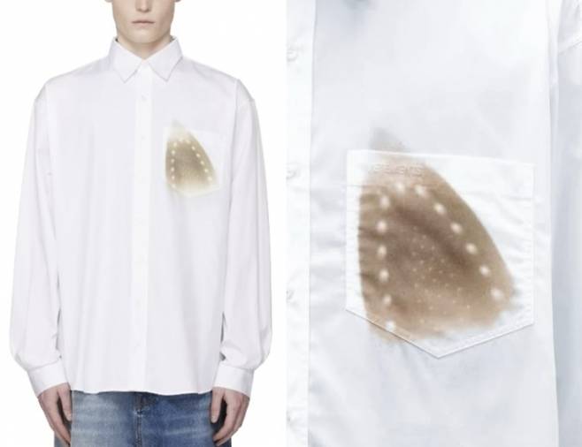 프랑스의 명품 스트릿 패션브랜드 ‘베트멍’이 최근 출시한 ‘화이트 아이로닝 번 그래픽 셔츠’. [베트멍 홈페이지]