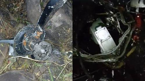 추락 사고 현장서 발견된 구급 항공기 잔해 [NDTV 홈페이지 캡처=연합뉴스 제공]