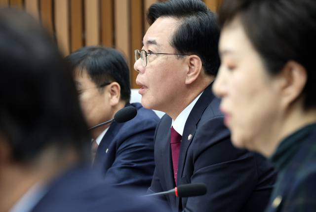 ▲국민의힘 송언석 원내대표가 24일 국회에서 열린 원내대책회의에서 모두발언을 하고 있다. ⓒ연합뉴스