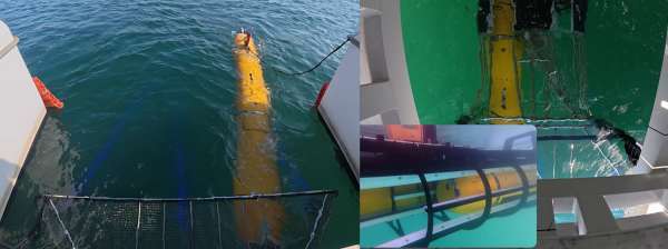 해상 시험 중인 2,500m급 자율무인잠수정