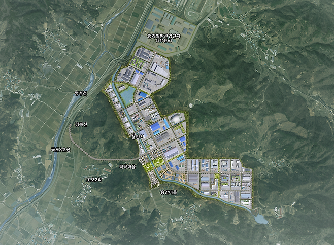 공성면 용안·무곡리 일대에 들어설 190여만㎡ 규모의 2차전지 클러스터 일반산업단지 배치도. 상주시 제공