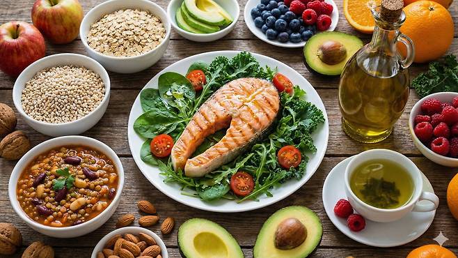 콜레스테롤 수치는 평소 먹는 음식, 식습관과 밀접한 연관이 있다｜출처: Gemini 생성