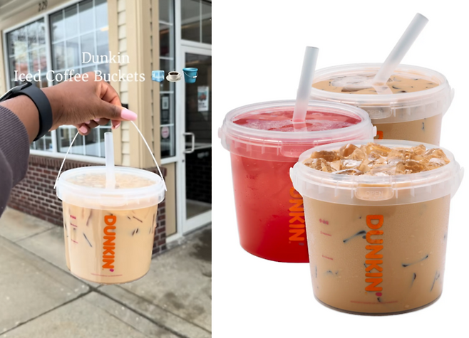 던킨이 미국 일부 매장에서 대용량 버킷 음료를 출시해 온라인에서 화제다. 사진=틱톡 캡처 / 던킨
