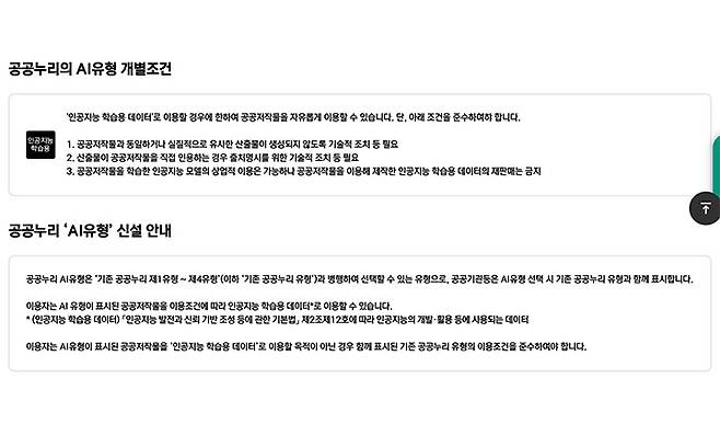AI 유형에 대한 자세한 공고는 공공누리 누리집, 문체부 지침에서 확인할 수 있다. 제0유형은 이와 별개로 학습에 자유 이용이 가능하다.