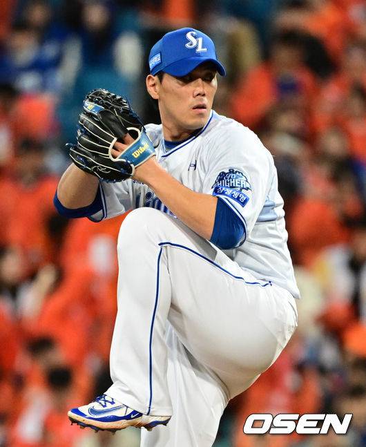 [OSEN=조은정 기자] 플레이오프 3차전 삼성 김재윤. 2025.10.21 /cej@osen.co.kr