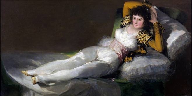 프란시스코 고야, ‘옷을 입은 마하’, 1797-1800, 캔버스에 유채, 97×190㎝, 프라도 미술관