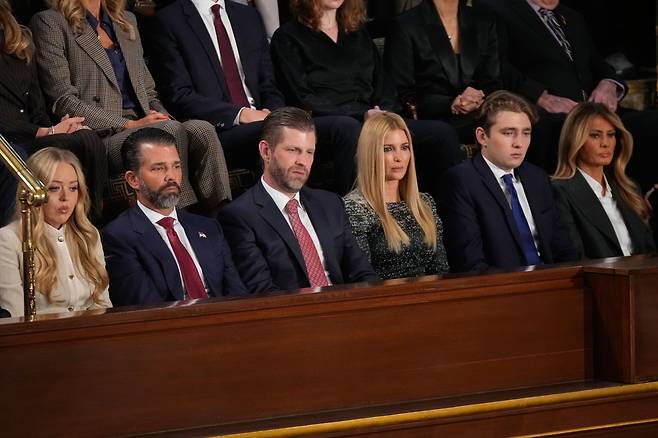트럼프 대통령 국정연설에 참석한 자녀들과 멜라니아 여사. /AP 연합뉴스