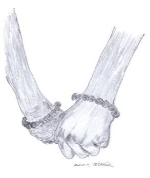 맞잡은 손을 그린 나태주 시인의 연필화. /달 출판사 제공