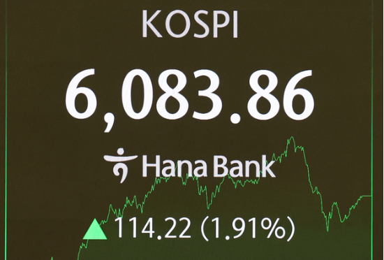 코스피가 25일 사상 처음으로 6000을 돌파해 거래를 마쳤다. (사진=연합뉴스)