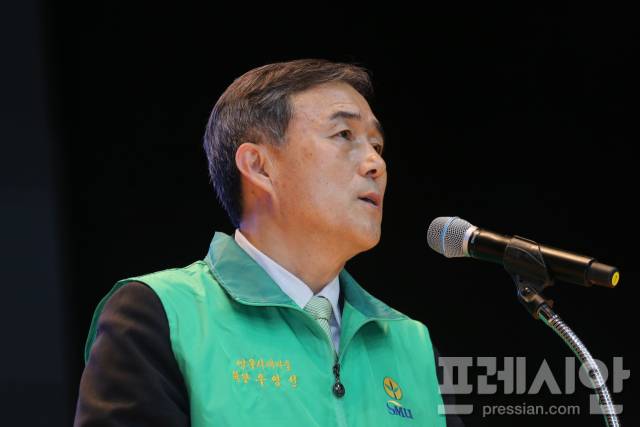 ▲ 우영선 전 영주시새마을회장이 새마을의식함양교육에 참석해 인사말을 전하고 있다. ⓒ프레시안(최홍식)