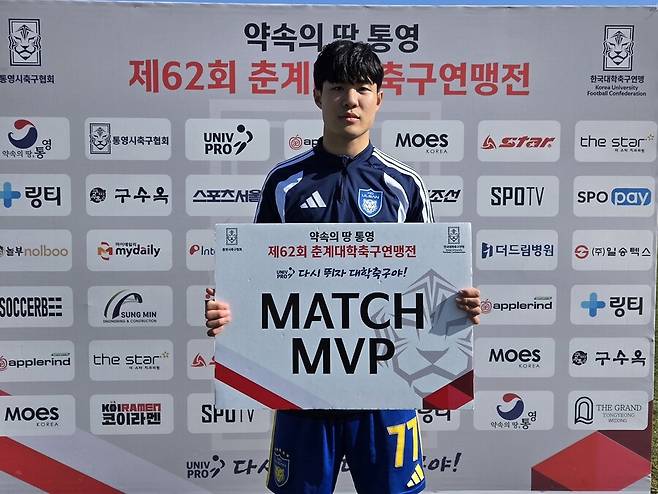 ▲ 울산대 김광원은 춘계대학연맹전에서 도움상, 최우수선수상을 수상했다. ⓒ한국대학축구연맹