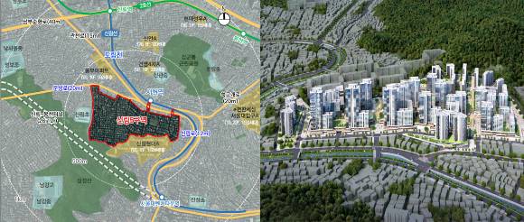 신림5구역 위치도, 조감도. [사진=관악구]